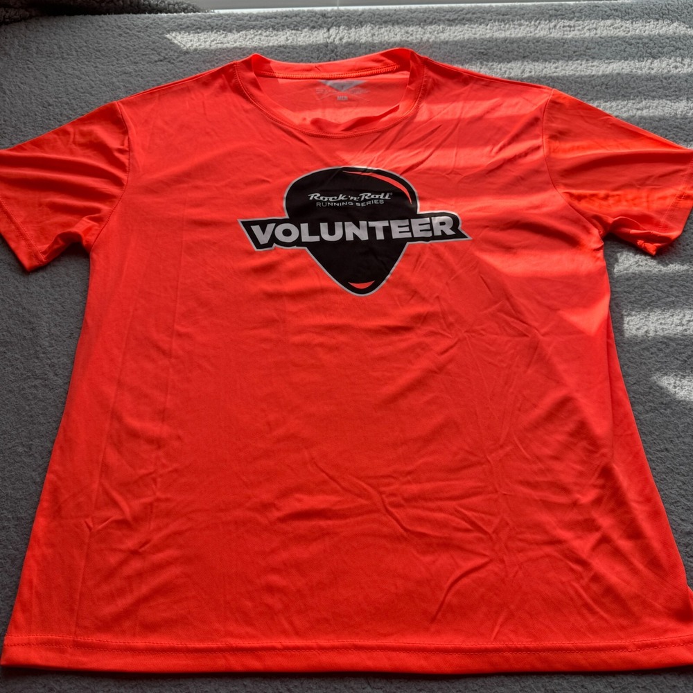 Rock 'n' Roll Short Sleeve T-Shirt Orange Men's S Adult Polyester Round Neck Tee